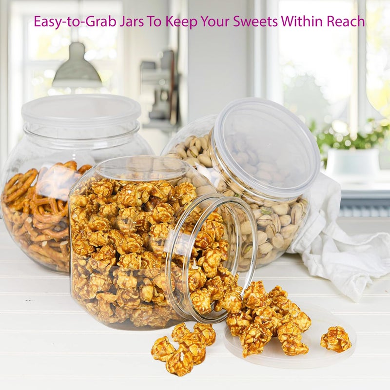 DilaBee 2-Pack Plastic Candy Jar - 96oz Large Candy Jars with Lids for Candy Buffet, Kitchen & Office Desk - Plastic Jars with Lids for Candy, Cookies & Snacks - Clear Jar with Labels BPA-Free - Image 4